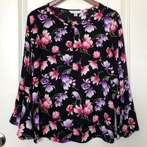 Counterparts Floral Blouse ~ Flare Long Sleeve ~ M